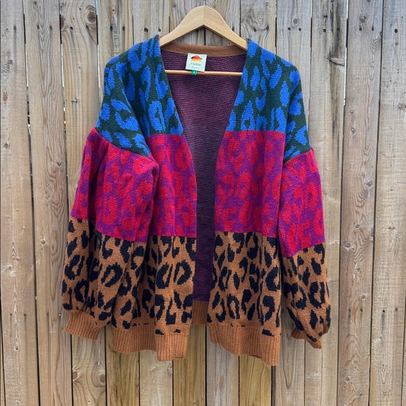 FARM Rio Sweaters - FARM Rio oversize Leopard Pattern Cardigan